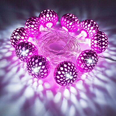 Filo 10 LED sfere fucsia a pile 01831 NATALE LUCI E COLORI