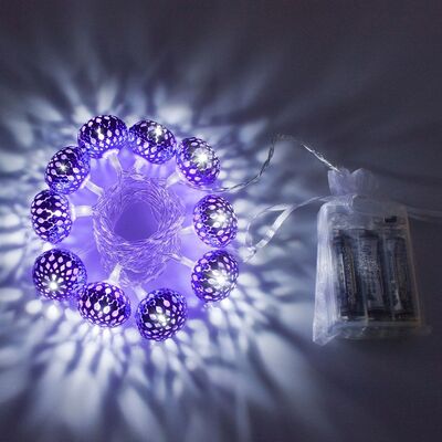 Catena 10 sfere viola LED a pile 01817 NATALE LUCI E COLORI
