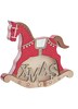 Cavallino a dondolo rosso natalizio decoro in legno con LED 20x17  42575