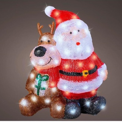 Babbo Natale e renna illuminati da 80 led uso interno ed esterno 42567 NATALE LUCI E COLORI