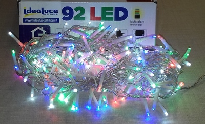 Catena luci Natale esterno 192 led multicolor cavo trasparente 38614 NATALE LUCI E COLORI