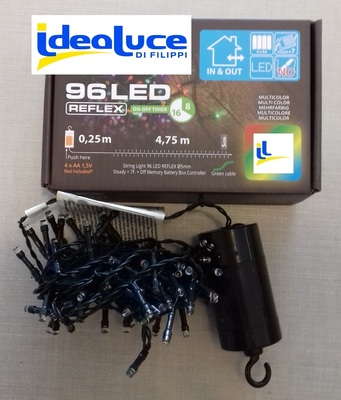Luci natalizie a batteria 96 led multicolore da esterno o interno 30954 NATALE LUCI E COLORI