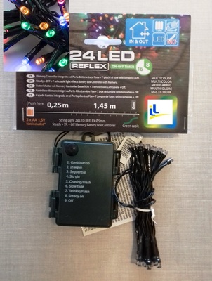 Mini luci 24 led colorate a batteria con giochi di luce 32347 NATALE LUCI E COLORI