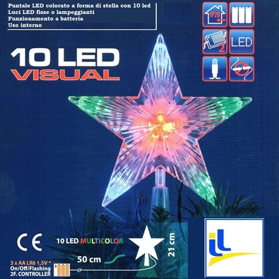 Puntale multicolor 10 led a forma di stella 30671 NATALE LUCI E COLORI