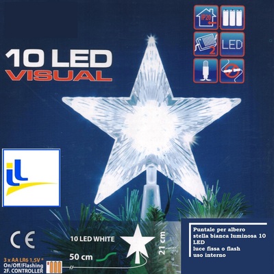 Puntale 10 LED luce bianca d.17cm 30664 NATALE LUCI E COLORI
