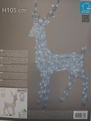 Renna 3d con 180 luci LED con giochi di luce bianca fredda alta 105cm 63853 NATALE LUCI E COLORI