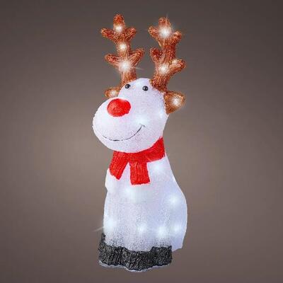 Renna pupazzo seduta 40 led bianco freddo esterno interno 42566 NATALE LUCI E COLORI