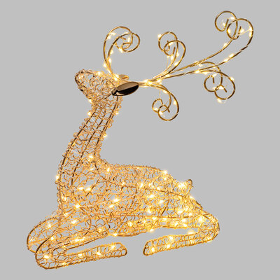 Renna sdraiata con led e luce fissa bianco caldo uso interno 26x30cm 42569 NATALE LUCI E COLORI