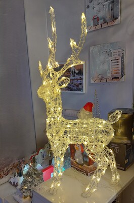 Decorazione led renna esterno luce bianca calda mix alta 85cm timer NATALE LUCI E COLORI