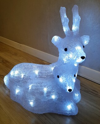 Renna luminosa a batteria con cucciolo 40 led bianco freddo 39720 NATALE LUCI E COLORI