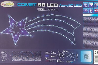 Stella cometa bianca e blu luminosa 88 led per esterno con rincorsa 30329 NATALE LUCI E COLORI