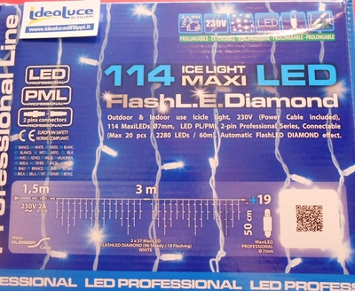 Tenda luminosa 114 led bianchi prolungabile 27565 ILLUMINAZIONI NATALIZIE
