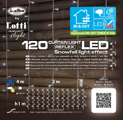 Luci di Natale a tenda luminosa effetto nevicata 120 led bianco freddo 66274 NATALE LUCI E COLORI