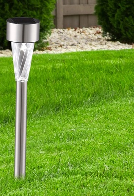 Lampada solare da esterno in acciaio inox con picchetto impermeabile IP44 alta 35 cm  43763