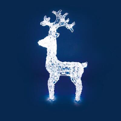 Renna LED 3D con cristalli acrilici alta 70 cm con LED bianchi fissi 29033 NATALE LUCI E COLORI