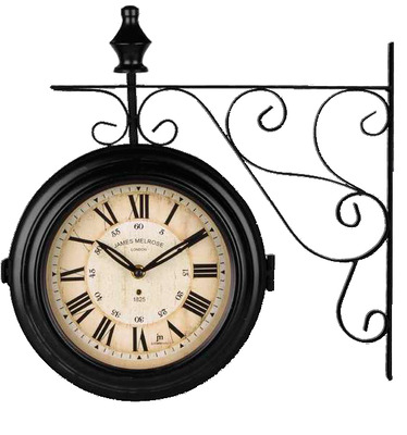 Orologio con staffa a parete nero anticato shabby 14754 LOWELL