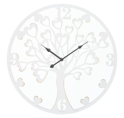 Albero di cuori su orologio a specchio bianco 55cm  40540