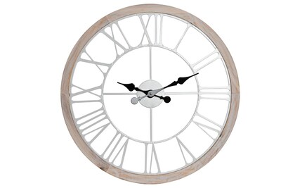 Orologio bianco 60cm legno decap&egrave; shabby antichizzato moderno 42622 COLORI E LUCI