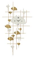 Orologio composizione desgin parete metallo griglia con foglie ginkgo larga 75,5cm alta 133cm 40605