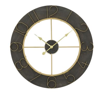 Orologio da muro particolare fascia scura dettagli oro 70cm  40517
