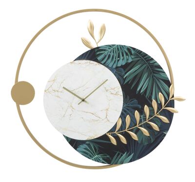 Orologiio da muro raffinato 60x65cm decoro cerchio e foglie notturne  40601