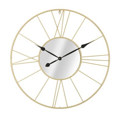 Orologio quadrante specchio da parete scheletrato dorato 80cm  40516