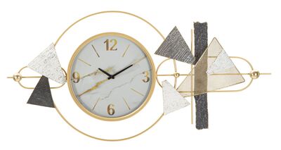 Orologio di design in metallo dorato con dettagli geometrici esclusivi 120x60  43771