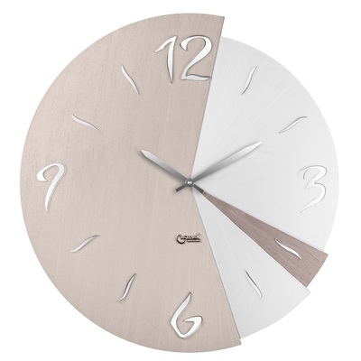 Orologio design moderno spicchi toni tortora chiaro e scuro e bianco 50cm 11524 LOWELL