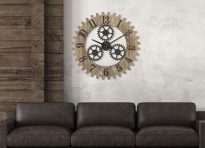 Orologio da muro grande 60cm tinta legno e nero  40518