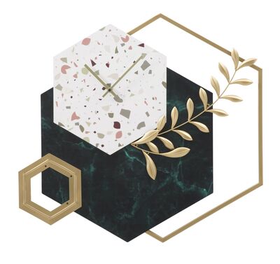 Orologio da parete originale decoro metallo design esagoni 62cm 40602 COLORI E LUCI