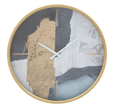 Orologio parete con decoro oro e blu a quadro astratto 60cm  40541