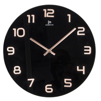 Orologio parete in vetro nero numeri rame rose gold 38cm 14897NR LOWELL