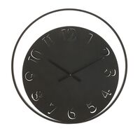 Particolare orologio da parete 60cm con doppio cerchio nero e numeri intagliati  40525