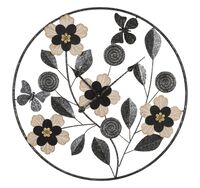 Orologio parete fiori e farfalle metallo e legno 67cm  42219