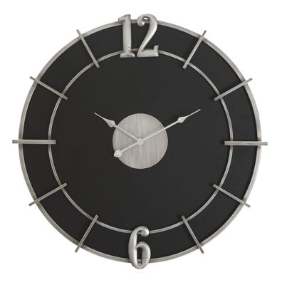 Grande orologio da parete 60cm sfondo nero dettagli argento graffiato  40524