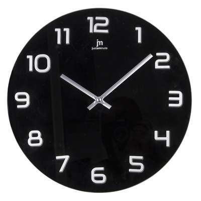 Orologio parete in vetro nero design numeri cromati 38cm 14897NS LOWELL