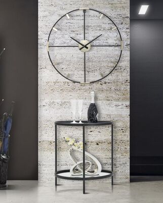 Orologio da parete essenziale nero argento antichizzato 60cm  40512
