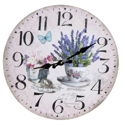 Orologio parete lavanda fiori e nido uccellini 34 cm 39881 COLORI E LUCI