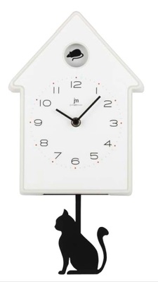 Orologio parete casetta bianca con pendolo gatto 38263 COLORI E LUCI