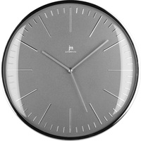 Orologio parete grigio elegante silenzioso bordo cromo 35cm  43699