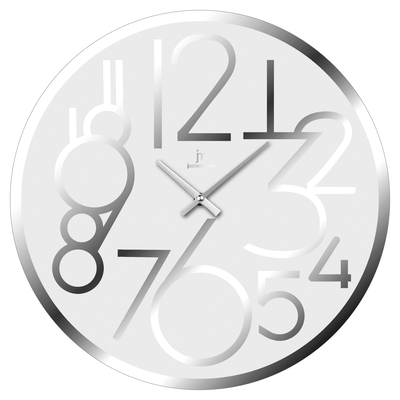 Orologio in vetro bianco con numeri e bordo a specchio 38cm 14892B LOWELL