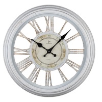 Orologio parete bianco anticato raggi numerati shabby 36cm 00891B LOWELL