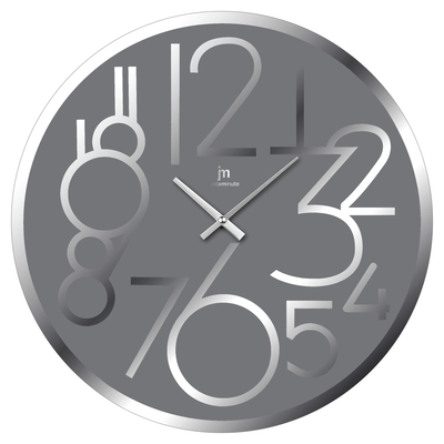 Orologio da parete grigio in vetro con numeri e bordo a specchio 38cm 14892G LOWELL