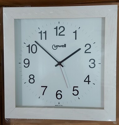 Orologio da parete legno bianco avorio quadrato 34cm 02841RS LOWELL