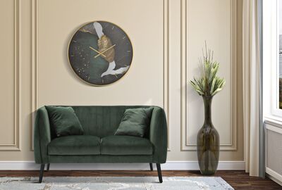 Orologio molto grande 80cm con decoro artistico sfumature verdi-blu  40531