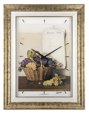 Orologio coon cesto di uva classico ed elegante bordo oro invecchiato 45x60cm 11092 LOWELL