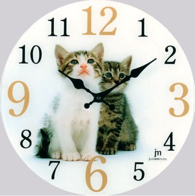 Orologio con gatto bianco e gatto grigio 33,5cm 14887 LOWELL