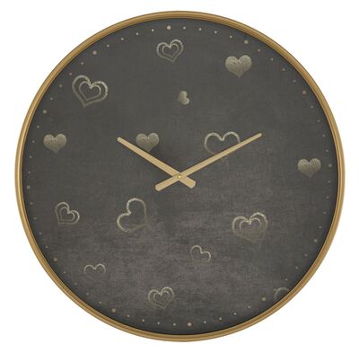 Orologio nero cuoricini dorati bordo oro 60cm  40533
