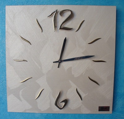 Orologio parete decoro spugnato bianco perla quadrato 40x40 11466 LOWELL