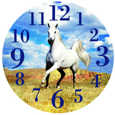 Orologio parete cavallo bianco con paesaggio 30cm 33223 COLORI E LUCI